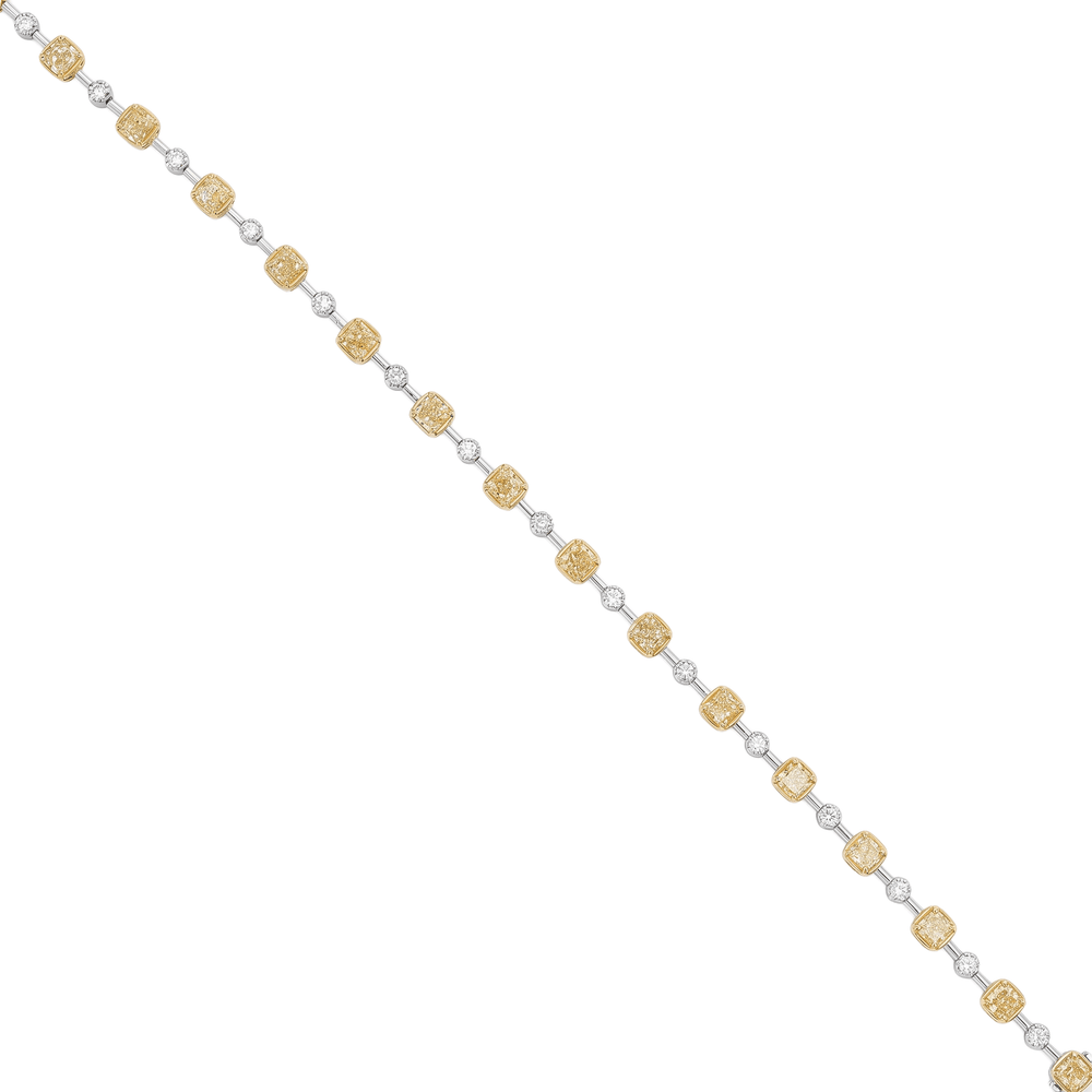 Natural Diamond Dual Aura Cushion-Round Diamond Bracelet