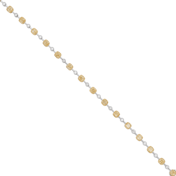 Natural Diamond Dual Aura Cushion-Round Diamond Bracelet hover