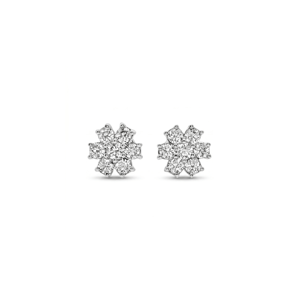 Natural Diamond Hand-Set Diamond Cluster Studs