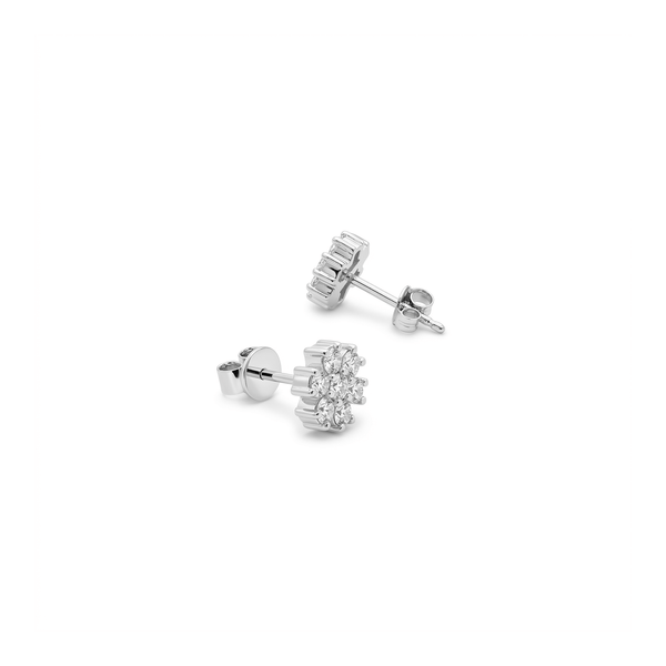 Natural Diamond Hand-Set Diamond Cluster Studs hover