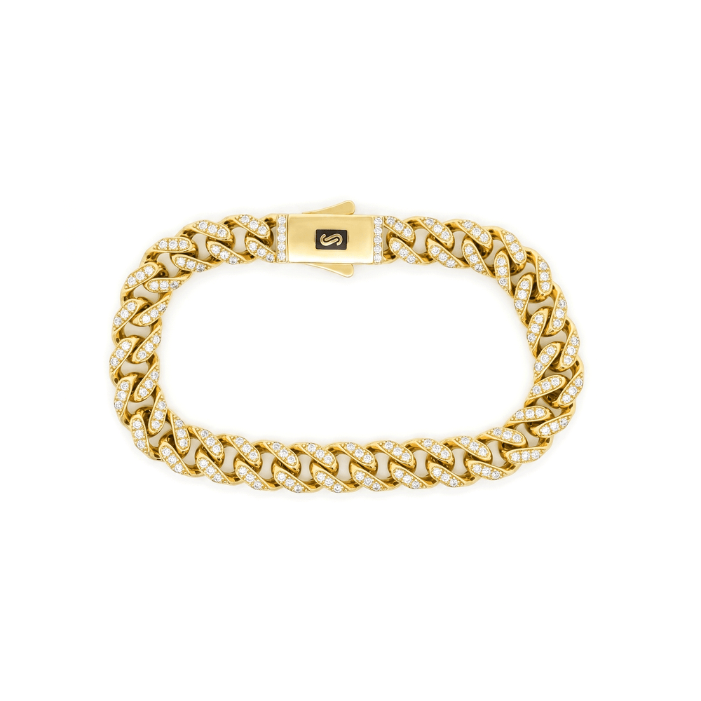 Gold Jewellery Simulated Diamond Cuban Link Bracelet