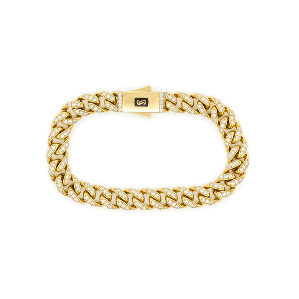 Gold Jewellery Simulated Diamond Cuban Link Bracelet