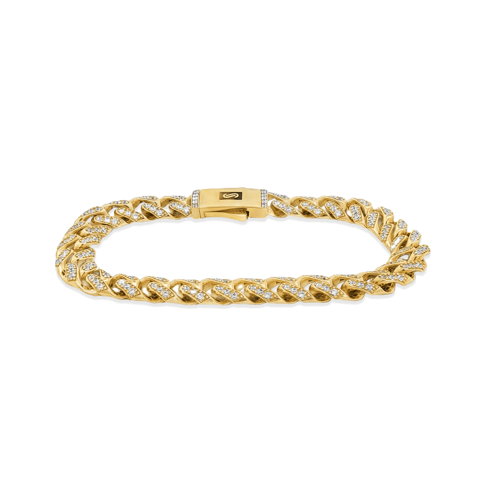 Gold Jewellery Simulated Diamond Cuban Link Bracelet