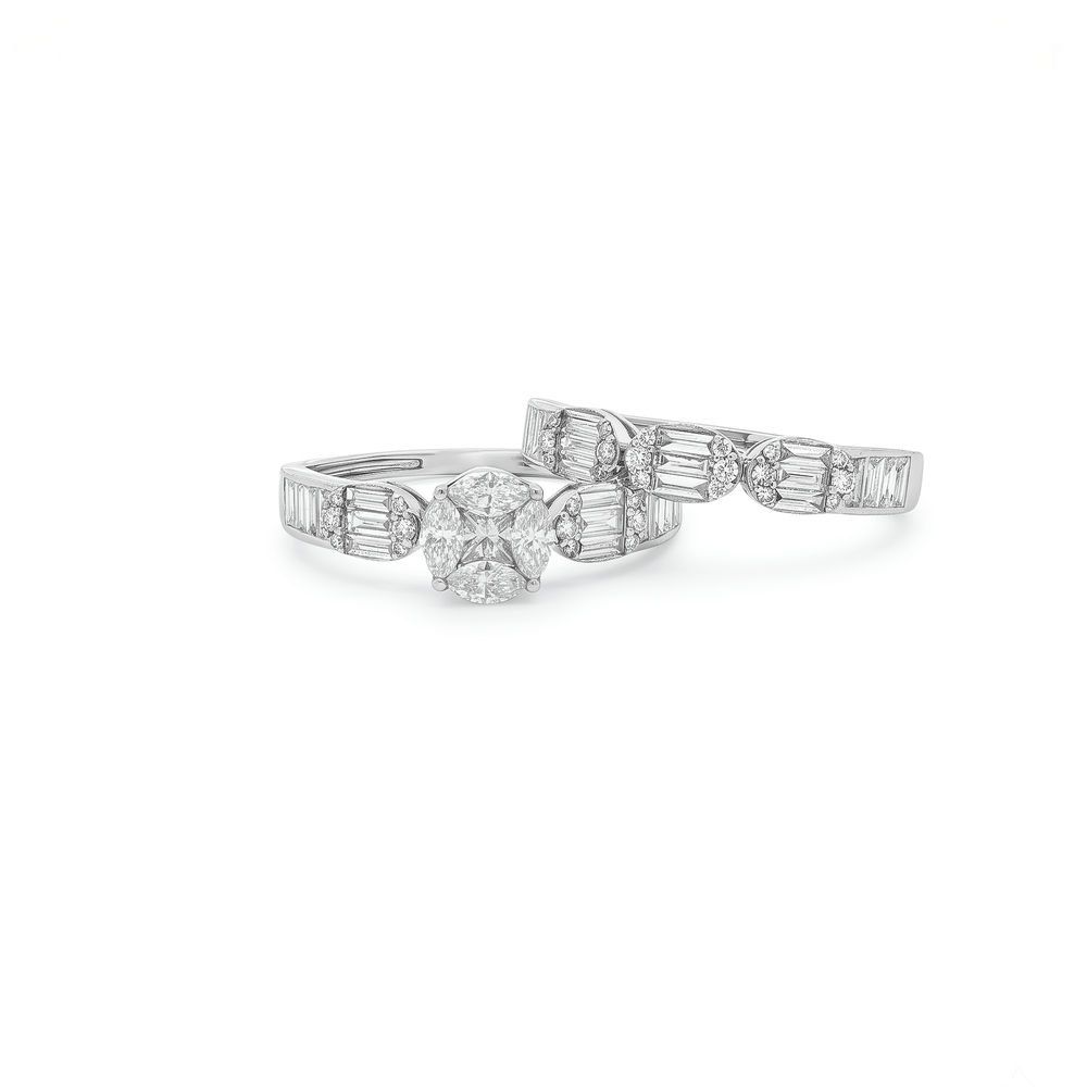 Natural Diamond Regalia Twin-Crown Duo Ring in 18K Gold | 1.19 CT