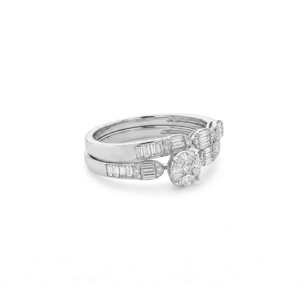 Natural Diamond Regalia Twin-Crown Duo Ring in 18K Gold | 1.19 CT