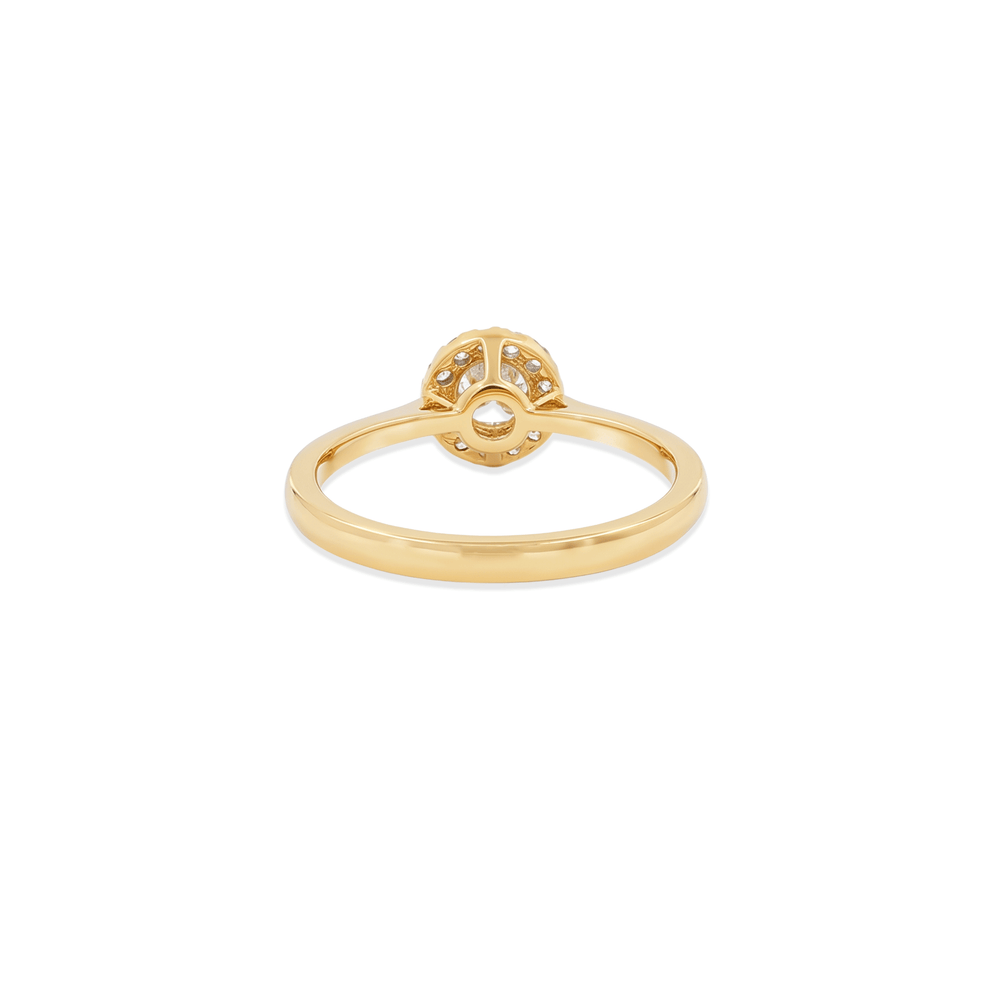 18K Yellow Gold Natural Diamond Halo Engagement Ring