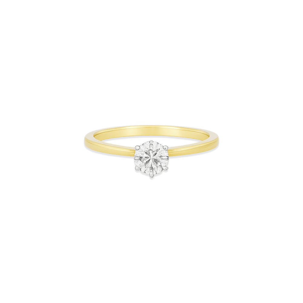 18K Yellow Gold Natural Diamond Solitaire Engagement Ring