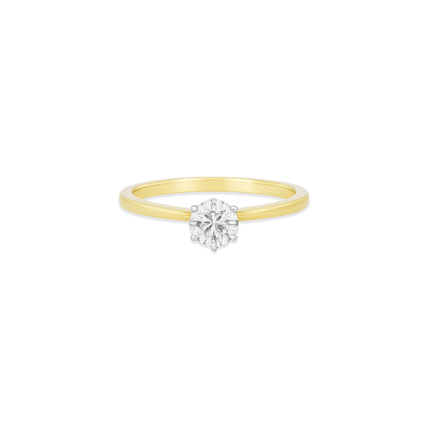 18K Yellow Gold Natural Diamond Solitaire Engagement Ring