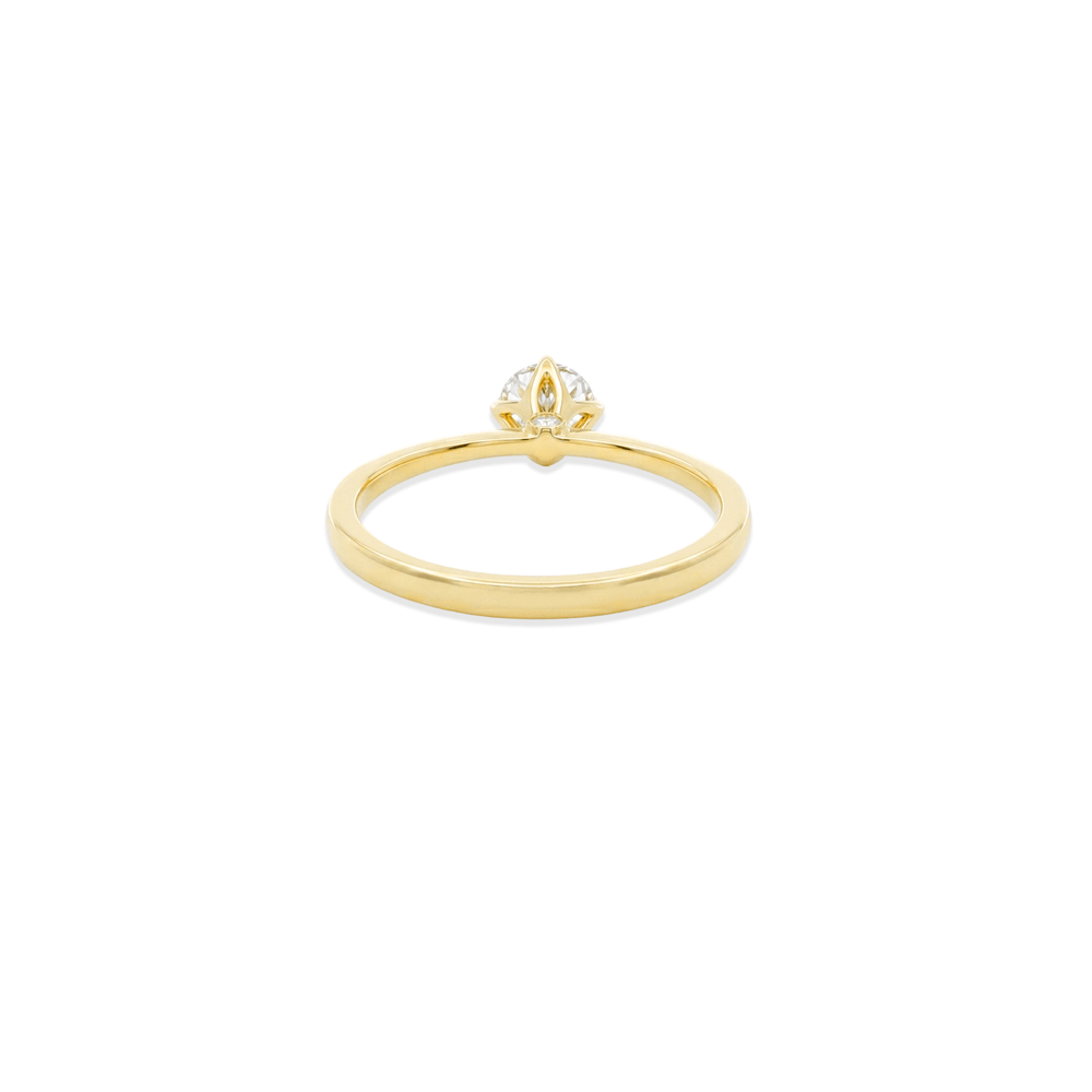 18K Yellow Gold Natural Diamond Solitaire Engagement Ring