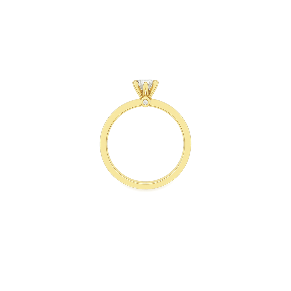 18K Yellow Gold Natural Diamond Solitaire Engagement Ring