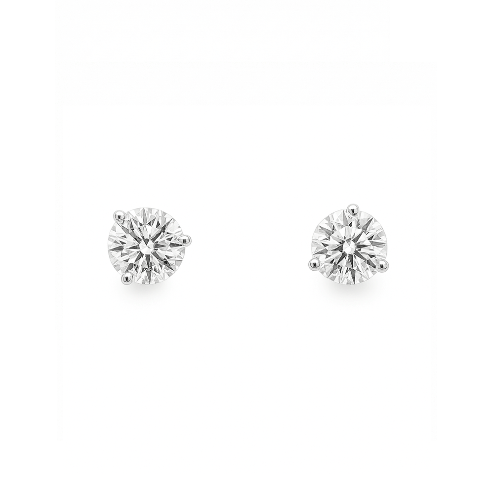Lab Grown Diamond Stud Earrings 18K White Gold