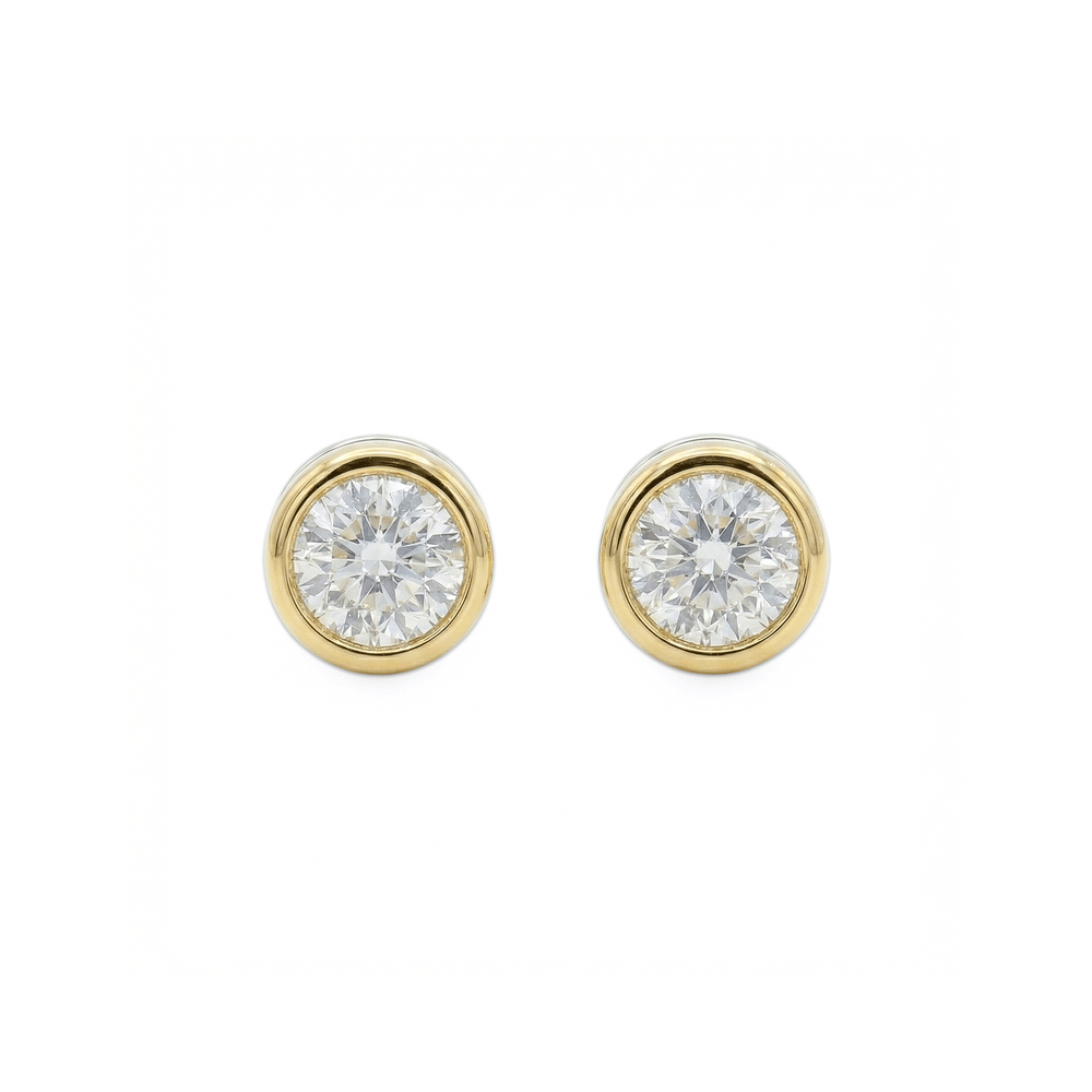 18K Yellow Gold Natural Diamond Stud Earrings | Flashy