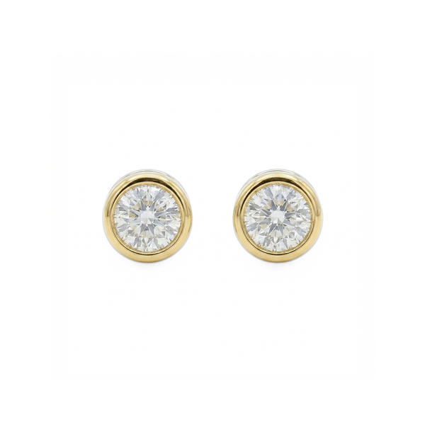 18K Yellow Gold Natural Diamond Stud Earrings | Flashy
