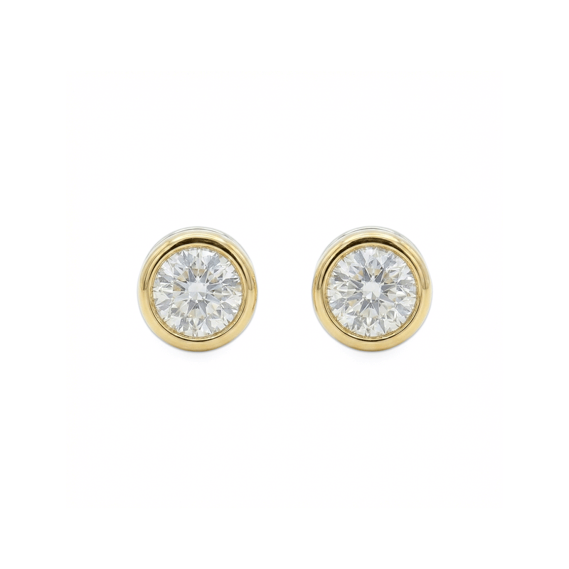 18K Yellow Gold Natural Diamond Stud Earrings | Flashy