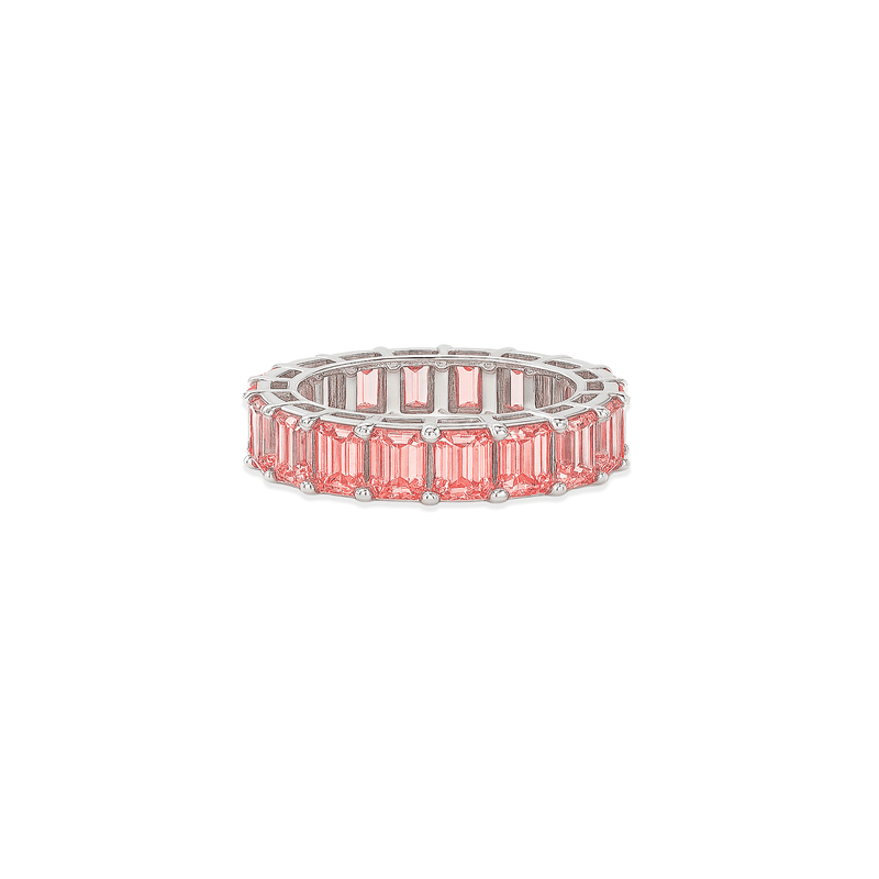 14K White Gold Lab Grown Diamond Pink Eternity Ring – 5.32 CTW