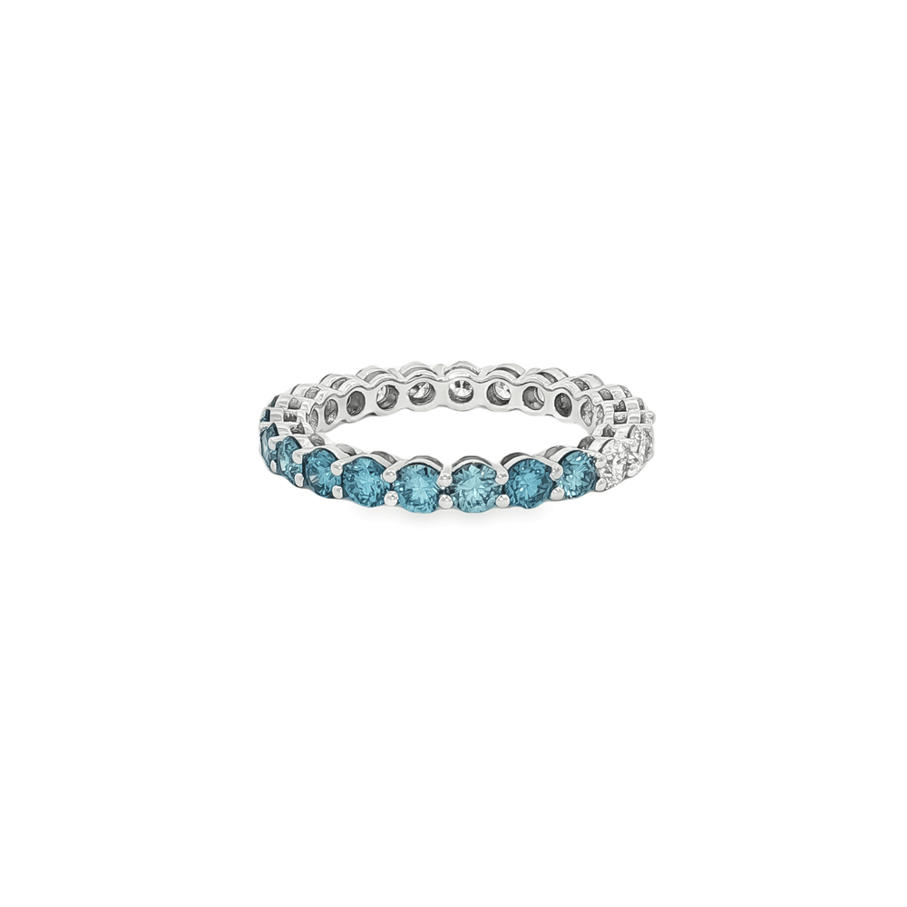 Lab Grown Diamond Blue & White Pavé Engagement Ring in 14K White Gold
