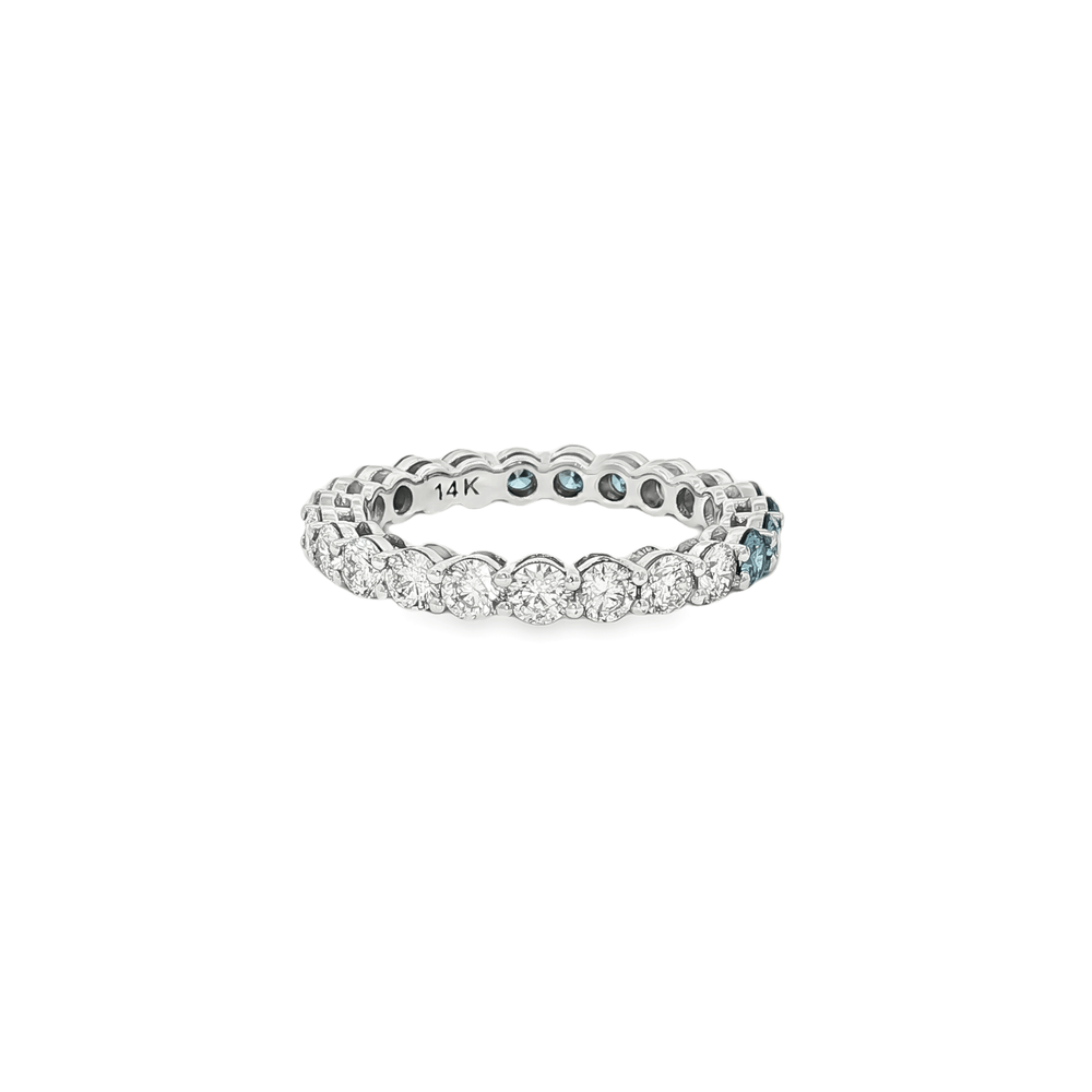 Lab Grown Diamond Blue & White Pavé Engagement Ring in 14K White Gold