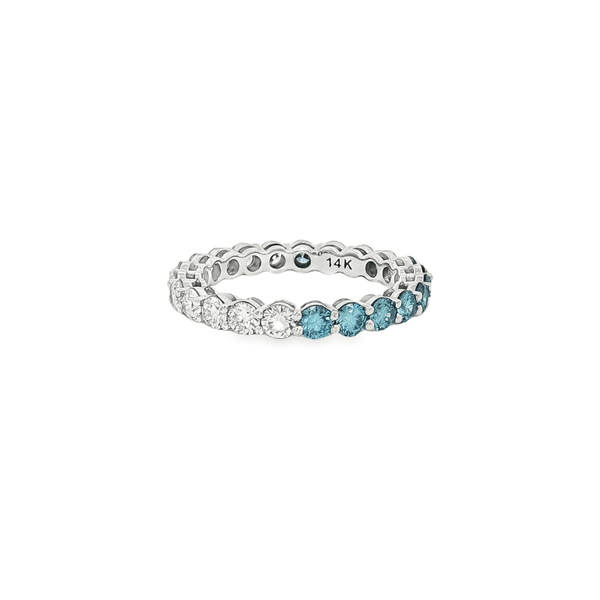 Lab Grown Diamond Blue & White Pavé Engagement Ring in 14K White Gold