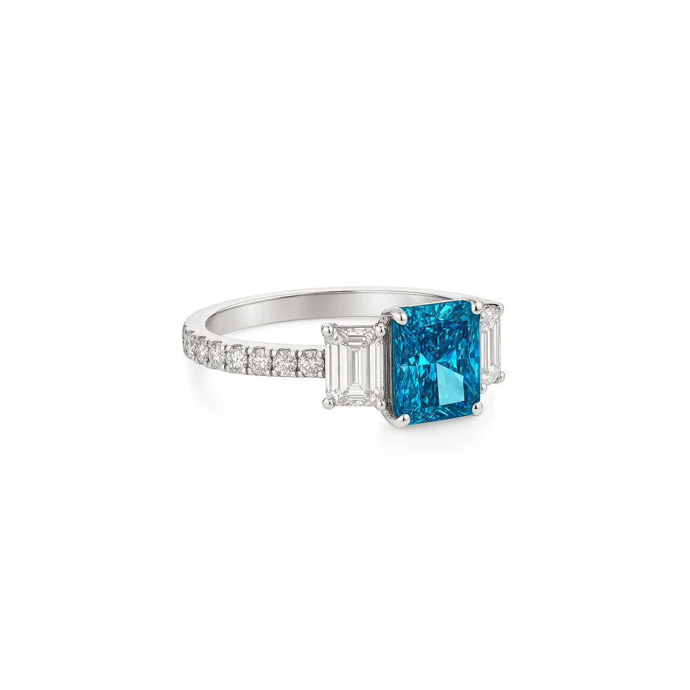 Lab Grown Diamond Three-Stone Engagement Ring in 14K White Gold