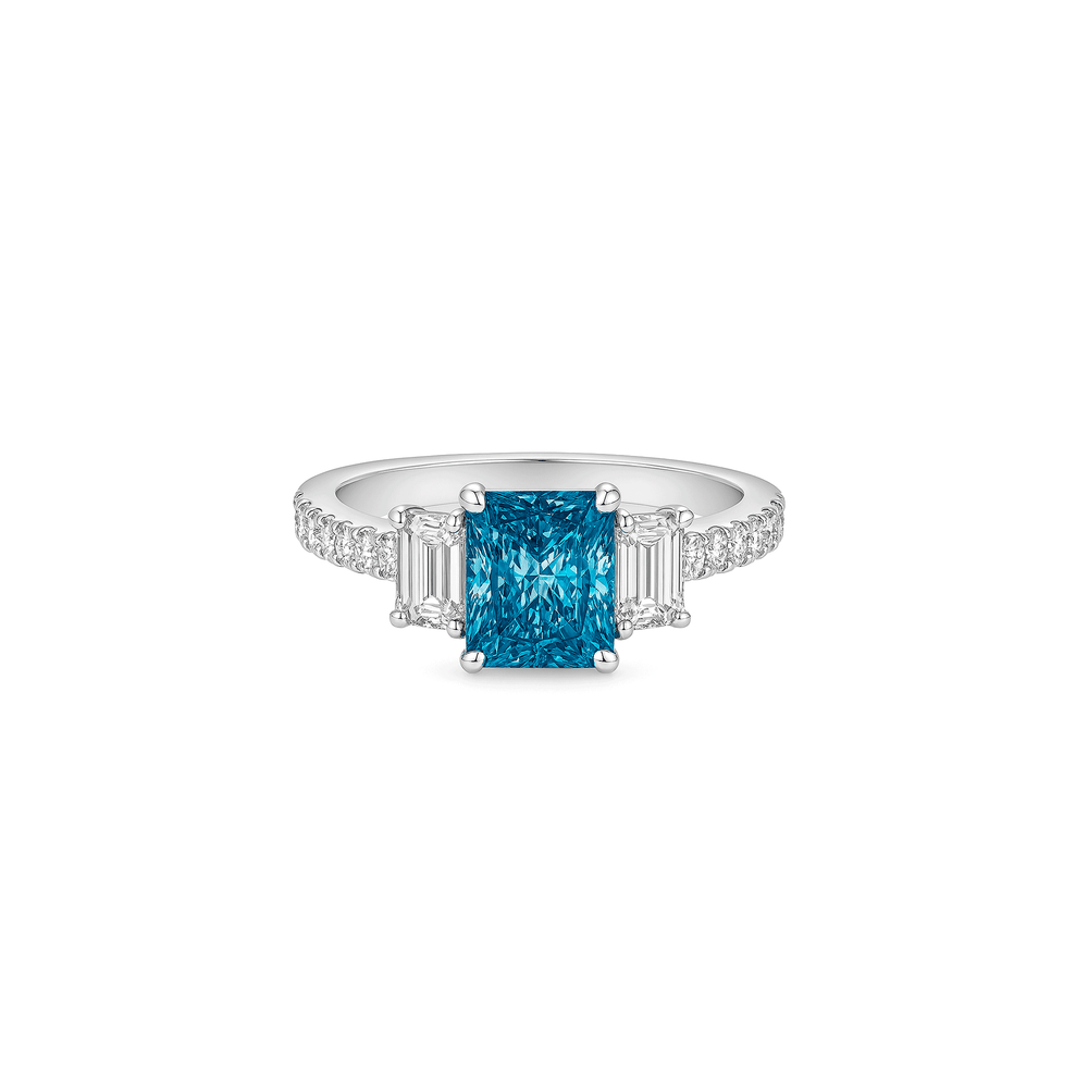 Lab Grown Diamond Three-Stone Engagement Ring in 14K White Gold