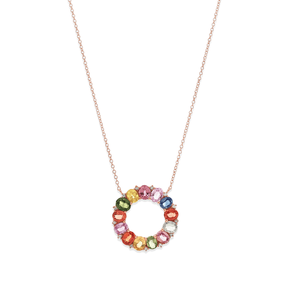 14k Rose Gold Rainbow Gradient Diamond Pendant