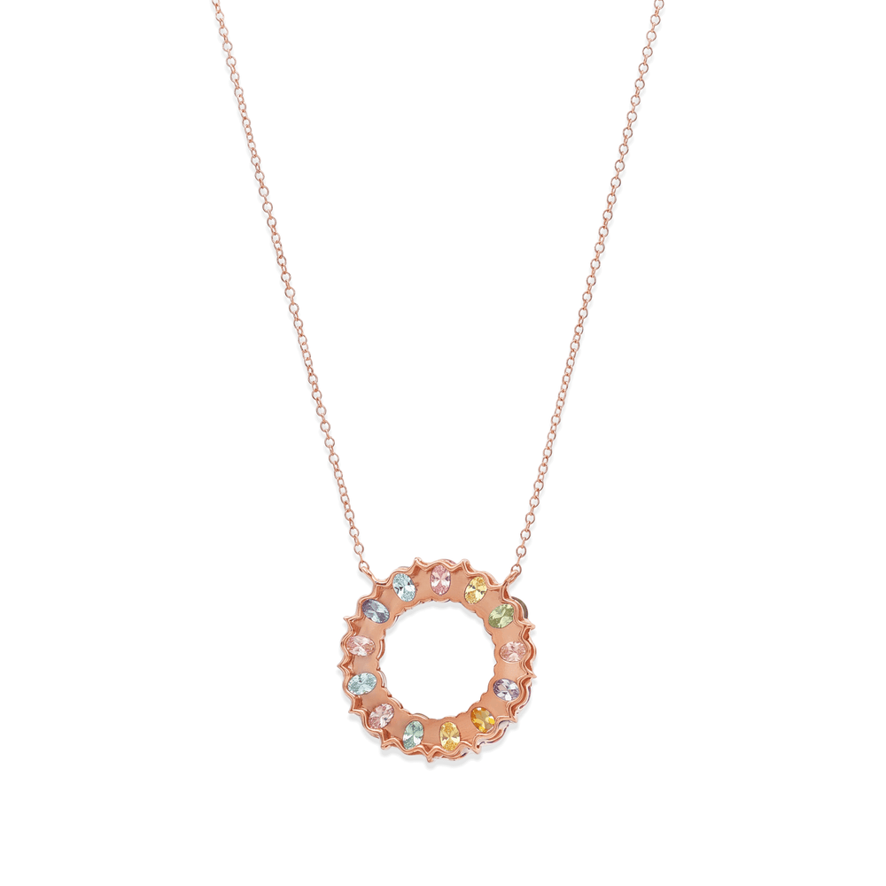 14k Rose Gold Rainbow Gradient Diamond Pendant