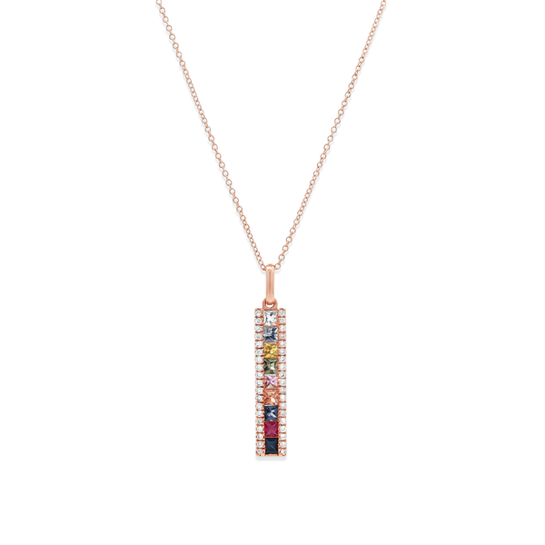 14k Rose Gold Rainbow Gradient Diamond Pendant