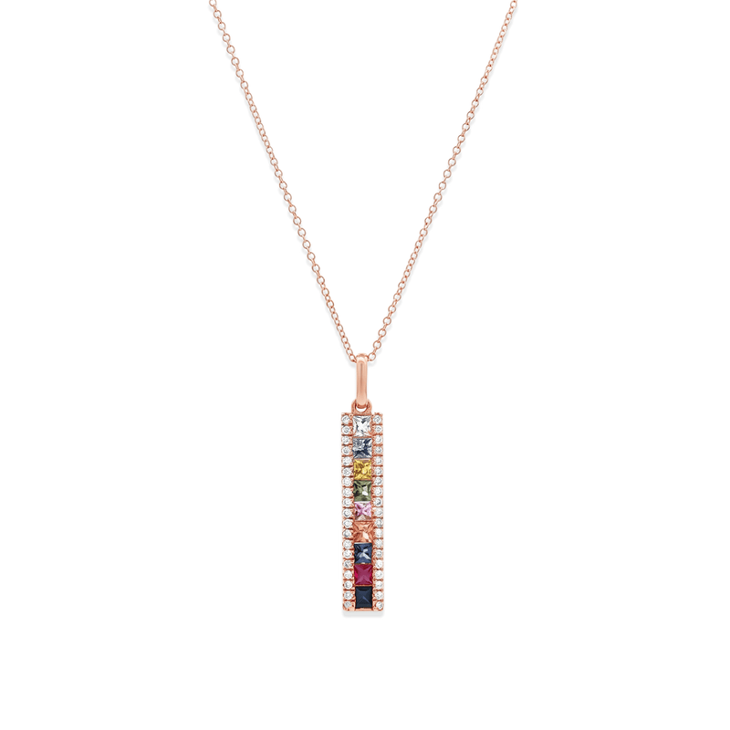 14k Rose Gold Rainbow Gradient Diamond Pendant