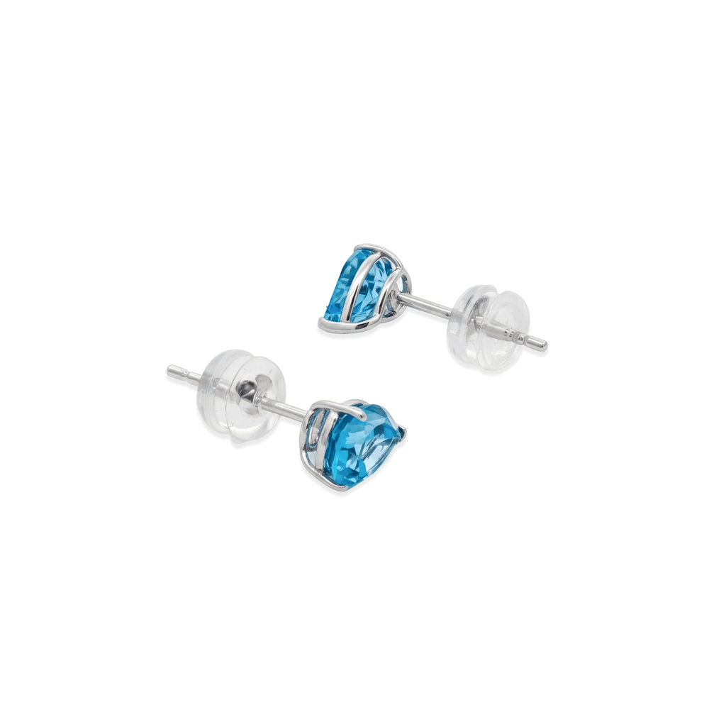 14K White Gold Blue Trine Topaz Stud Earrings
