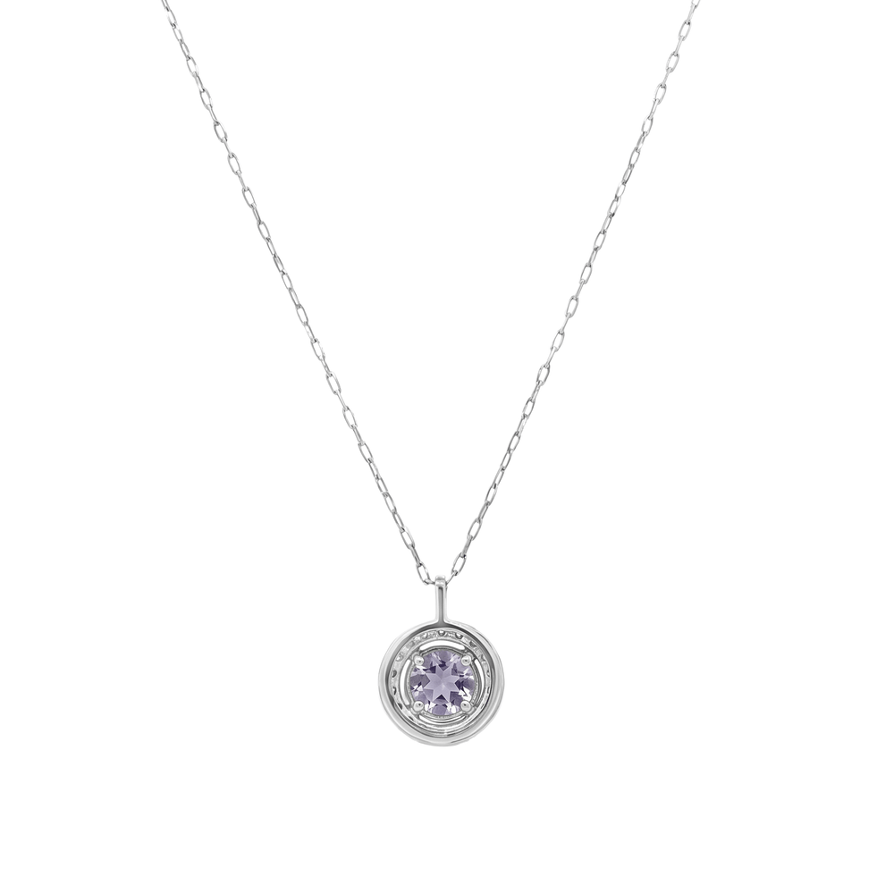 18k White Gold Tanzanite Halo Radiance Pendant with Natural Diamonds
