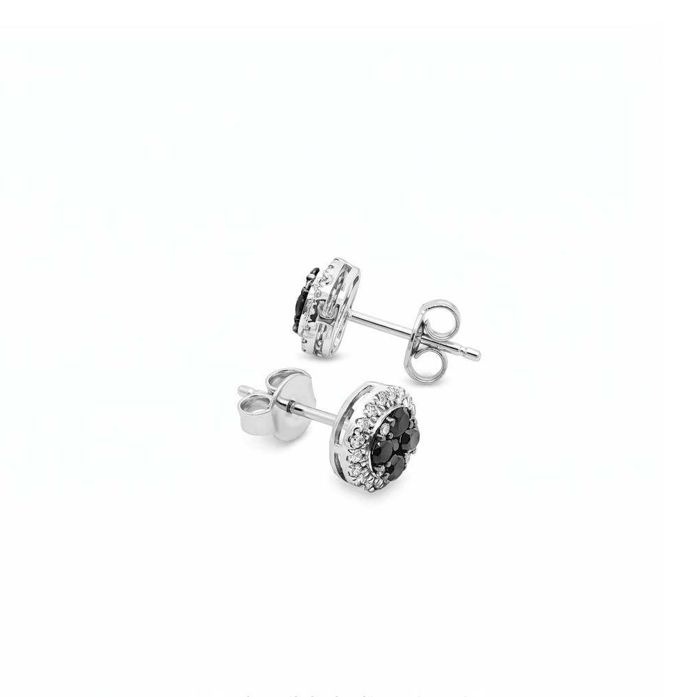 Natural Diamond Noir Halo Diamond Studs