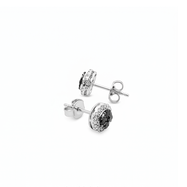 Natural Diamond Noir Halo Diamond Studs