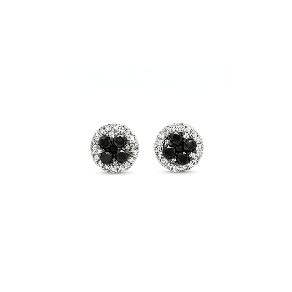 Natural Diamond Noir Halo Diamond Studs