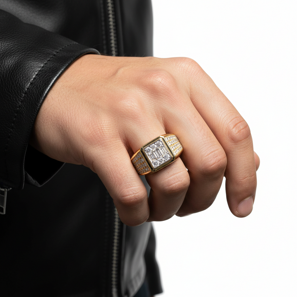Natural Diamond Men’s Ring in 18K Rose Gold | Flashy