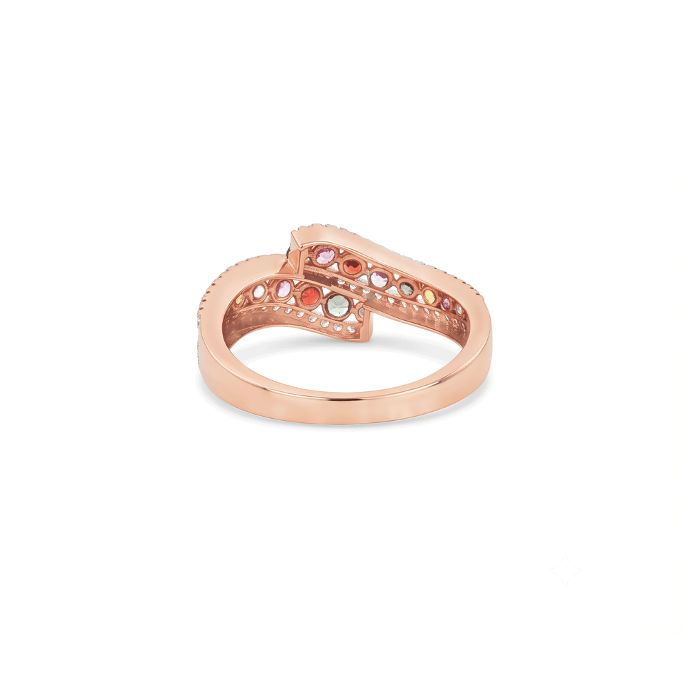 18K Rose Gold Sapphire Crest Diamond Statement Ring