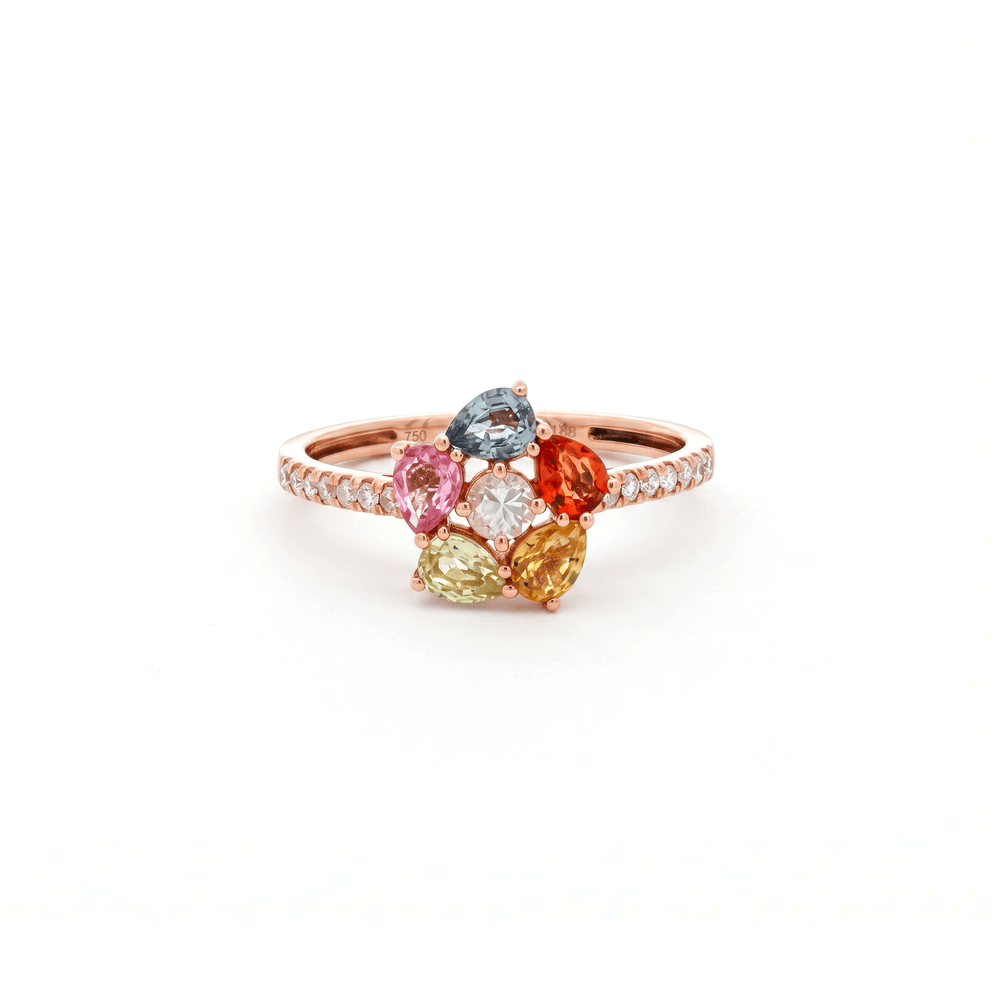 18K Rose Gold Natural Sapphire & Diamond Statement Ring