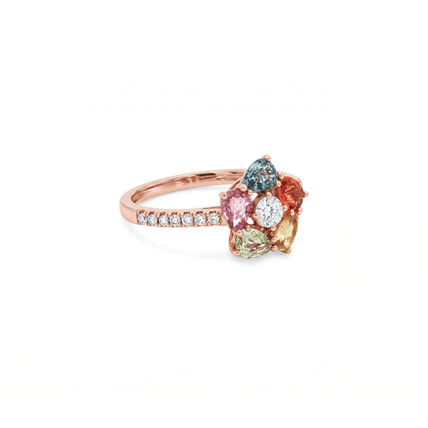 18K Rose Gold Natural Sapphire & Diamond Statement Ring hover