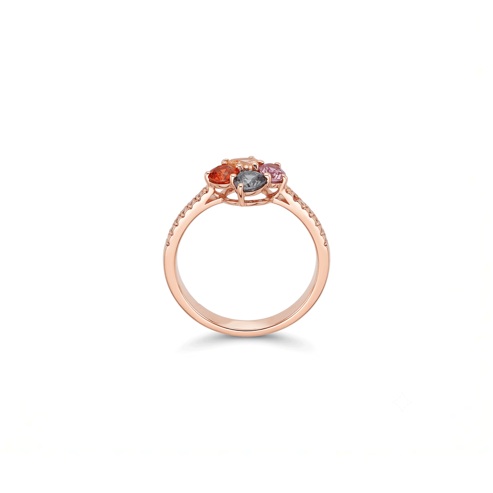 18K Rose Gold Natural Sapphire & Diamond Statement Ring