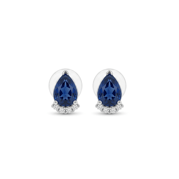 Sapphire Teardrop Cluster Studs Earrings