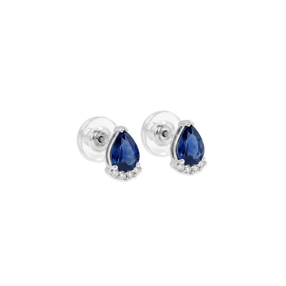 Sapphire Teardrop Cluster Studs Earrings
