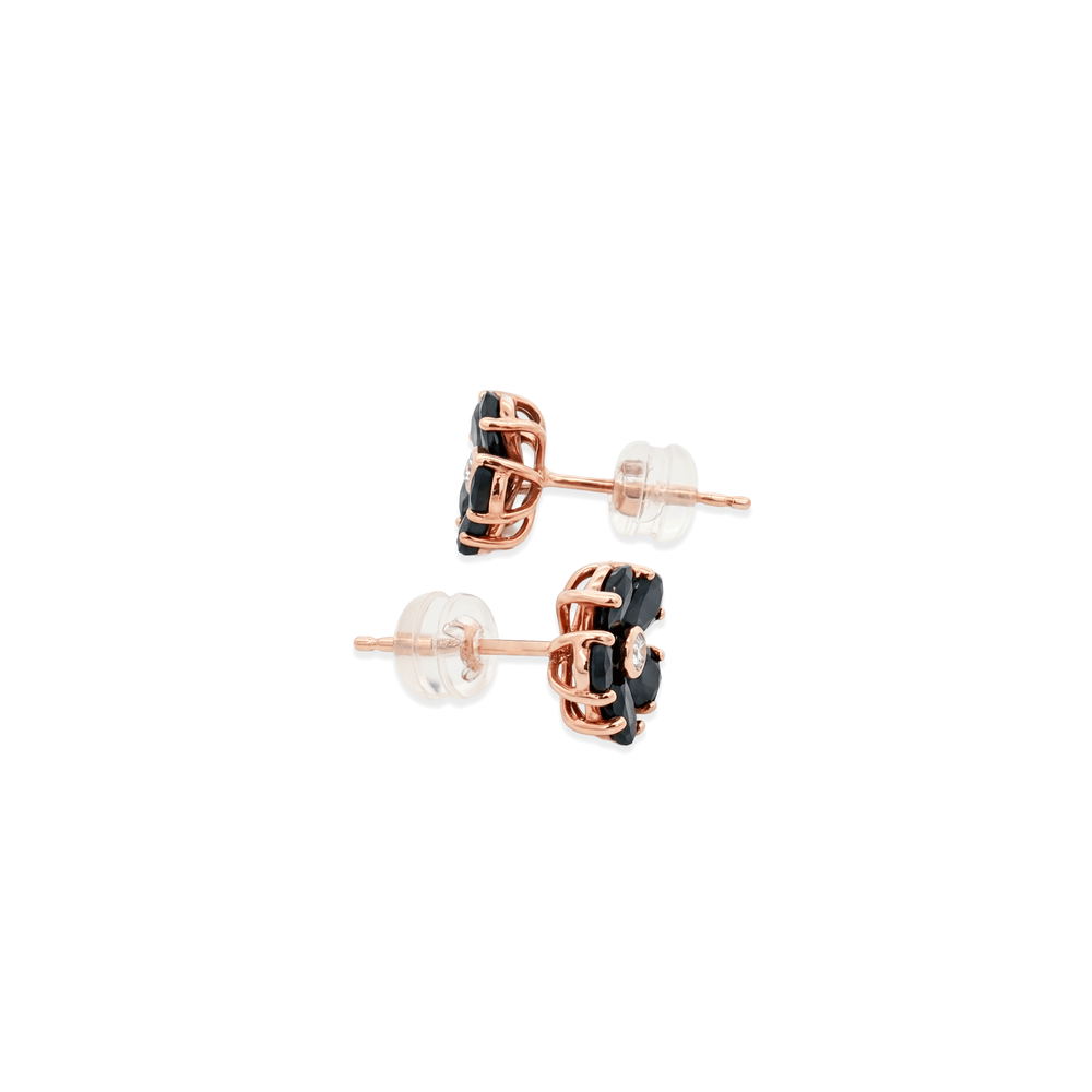 18K Rose Gold Sapphire Petal Bloom Studs Earrings