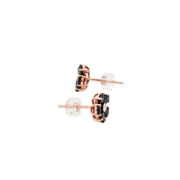 18K Rose Gold Sapphire Petal Bloom Studs Earrings hover