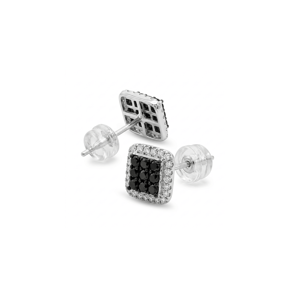 Natural Diamond Noir Cluster Halo Studs
