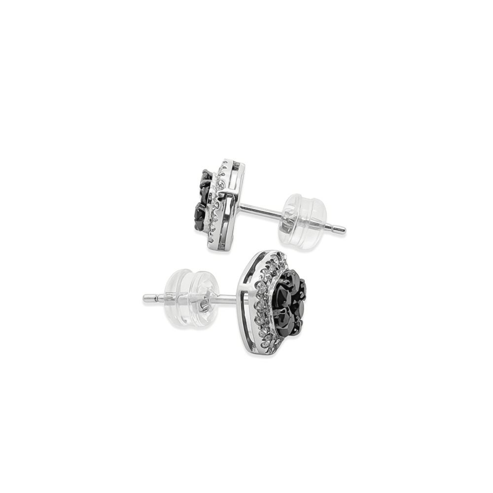 Natural Diamond Noir Cushion Cluster Studs