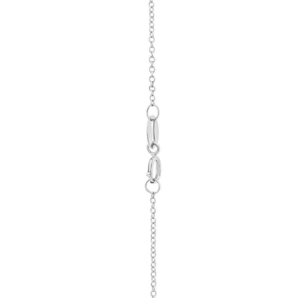 18k White Gold Blue Sapphire & Diamond Circle Pendant Necklace