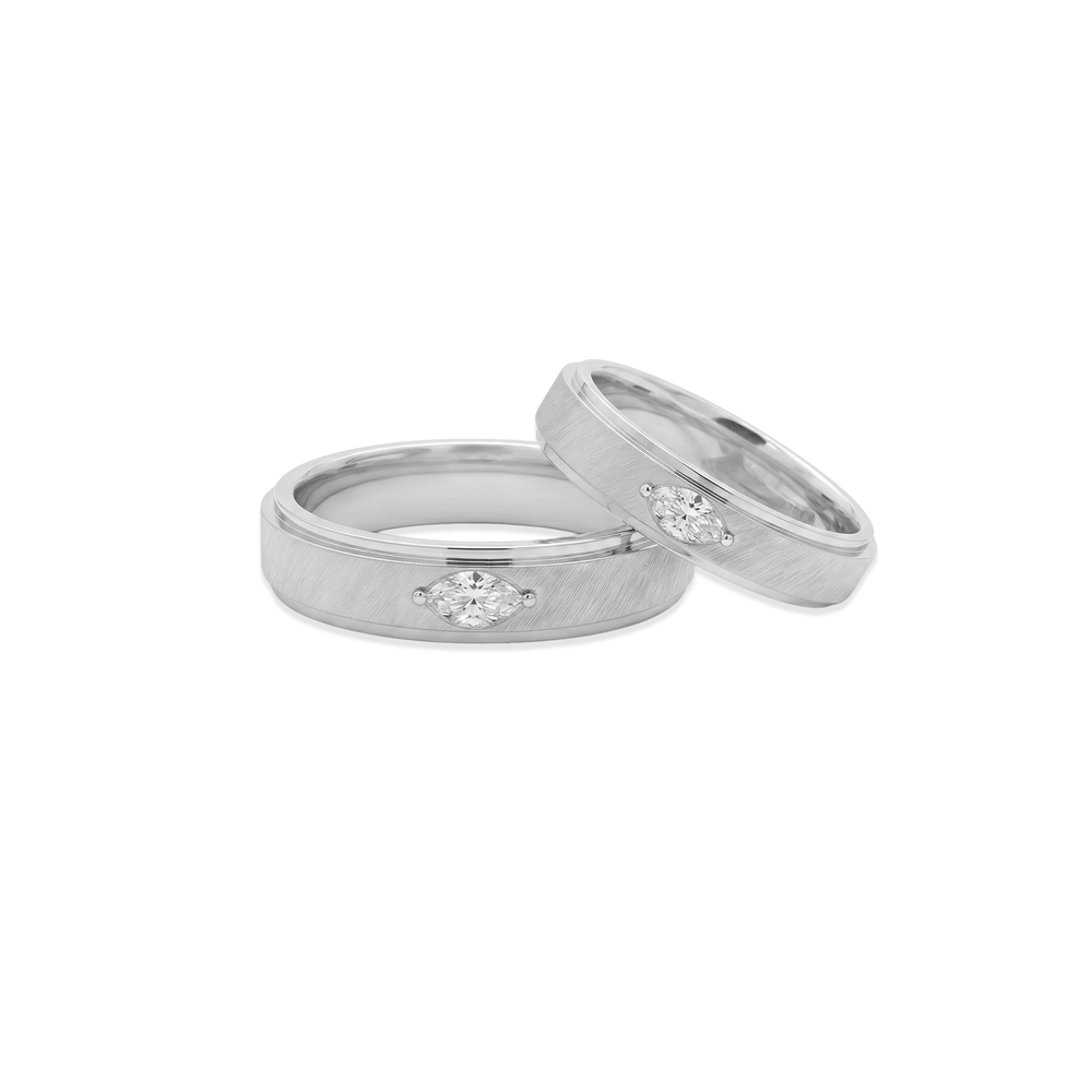 Marquise Signature Couple Bands – Platinum 900 with Natural Diamond