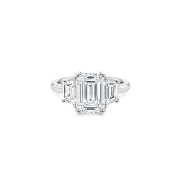 14K White Gold Lab Grown Diamond Three Stone Engagement Ring – 4.71 CTW