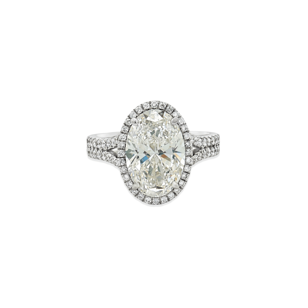 14K White Gold Lab Grown Diamond Oval Halo Brilliance Engagement Rin