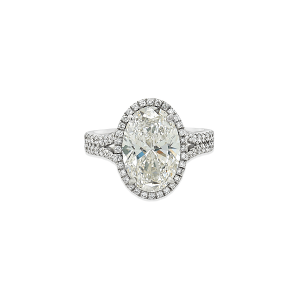 14K White Gold Lab Grown Diamond Oval Halo Brilliance Engagement Rin