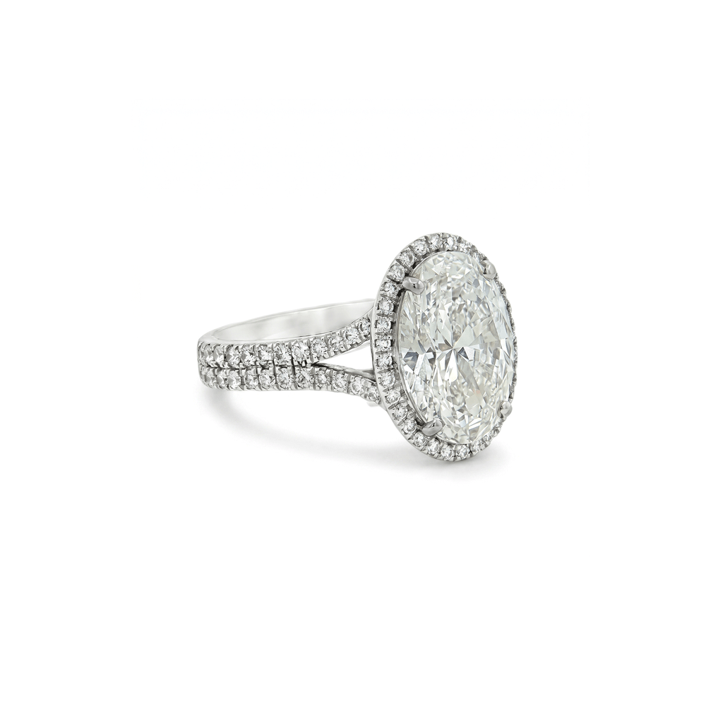 14K White Gold Lab Grown Diamond Oval Halo Brilliance Engagement Rin